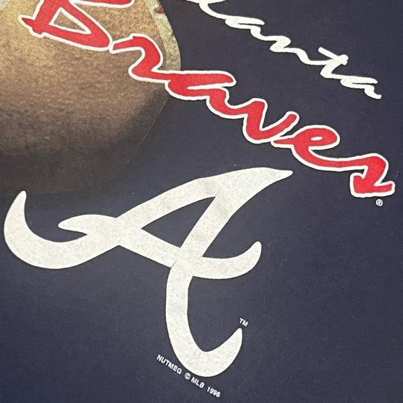 Vtg Atlanta Braves T-shirt Graphic 1996 MLB Large Tee USA Nutmeg Baseball 90s - Picture 5 of 11
